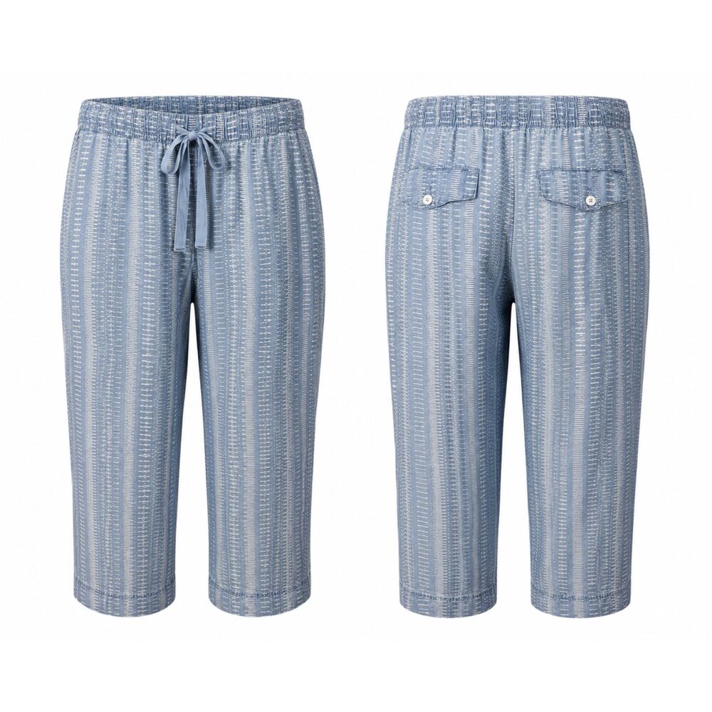 Intro Love The Fit 3X Capri Pants Blue Pull-On Comfort Waist Lightweight